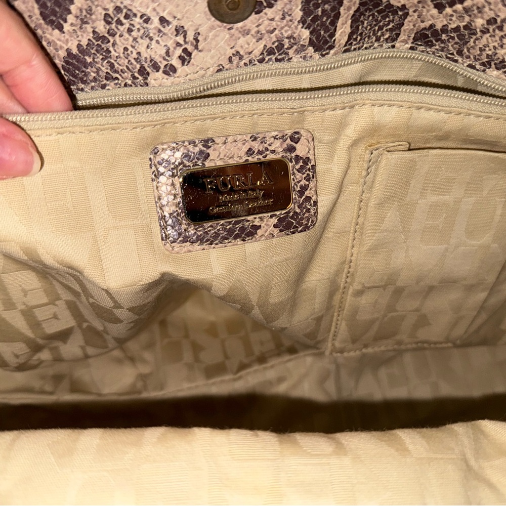 Furla Embossed Python Leather Hobo - With Strap - image 7